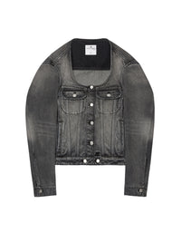 Cocoon stonewashed denim Jacket - Grey
