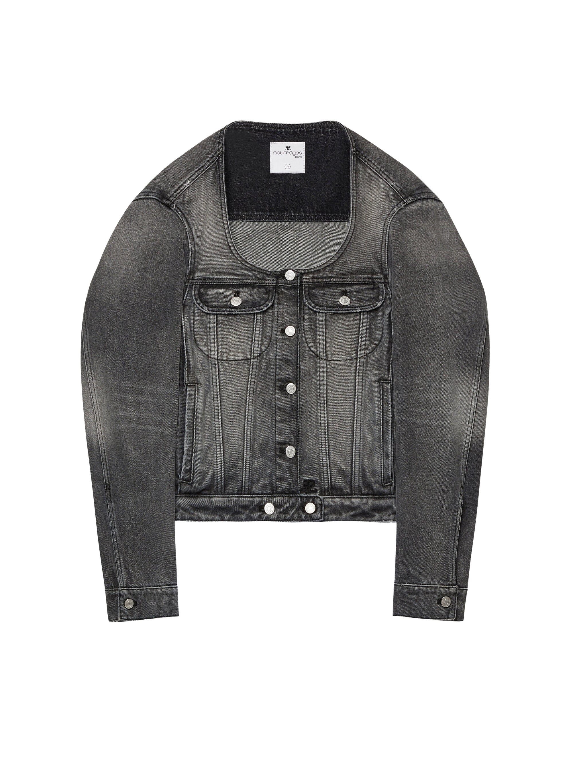 Cocoon stonewashed denim Jacket - Grey
