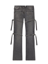 Multi-straps stone denim Pant - Stonewashed Grey