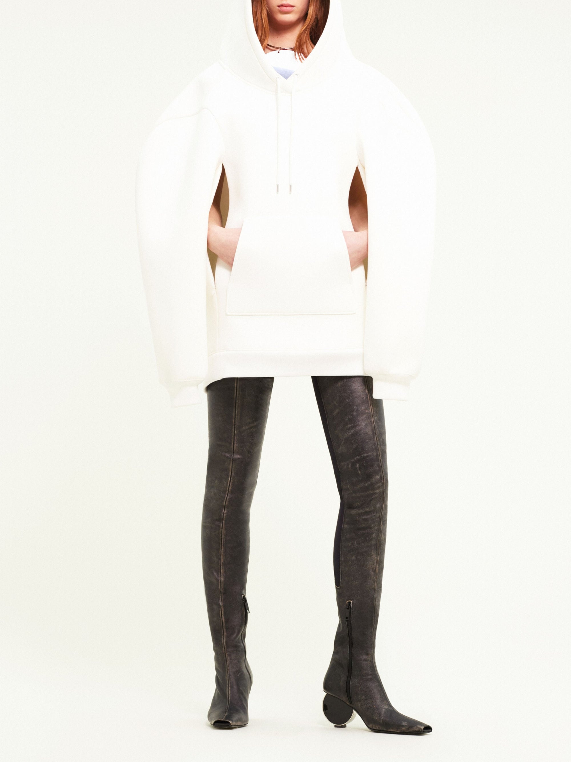 Cocoon hooded mini Dress - White