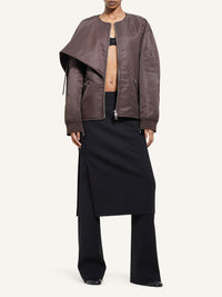Bow collar bomber Jacket - Chocolate