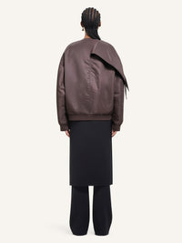 Bow collar bomber Jacket - Chocolate