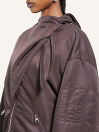 Bow collar bomber Jacket - Chocolate