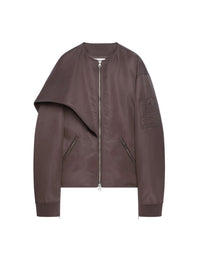 Bow collar bomber Jacket - Brown