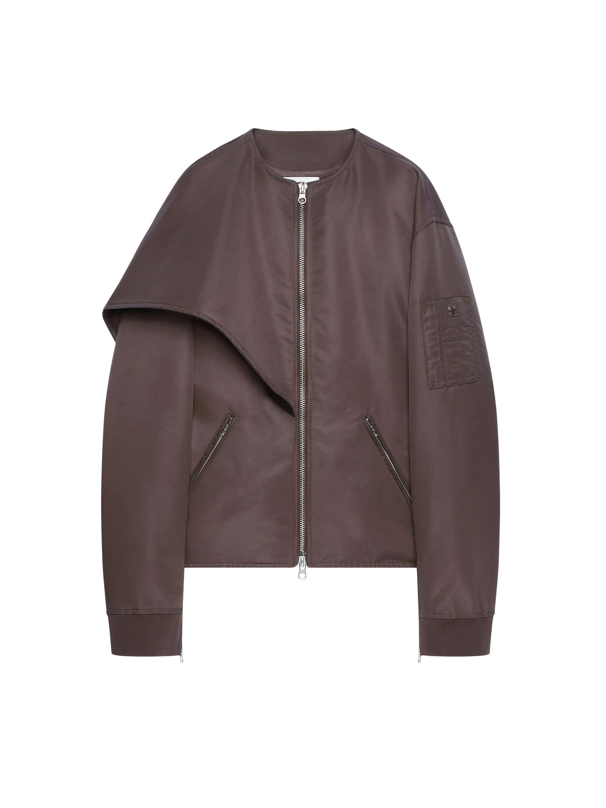 Bow collar bomber Jacket - Brown