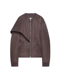 Bow collar bomber Jacket - Chocolate