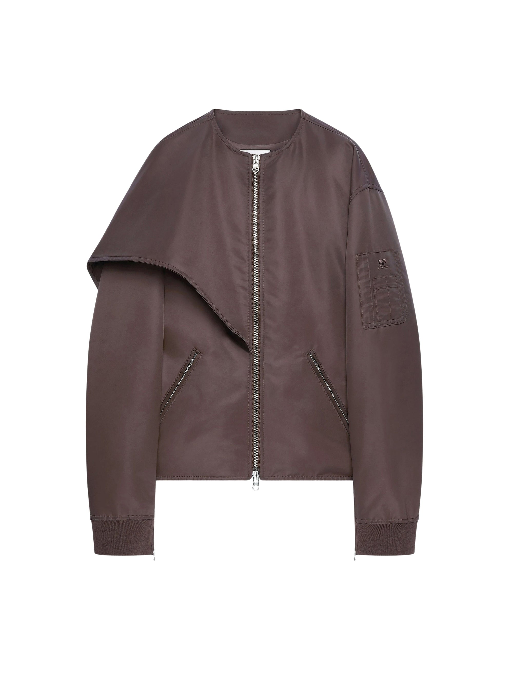 Bow collar bomber Jacket - Chocolate