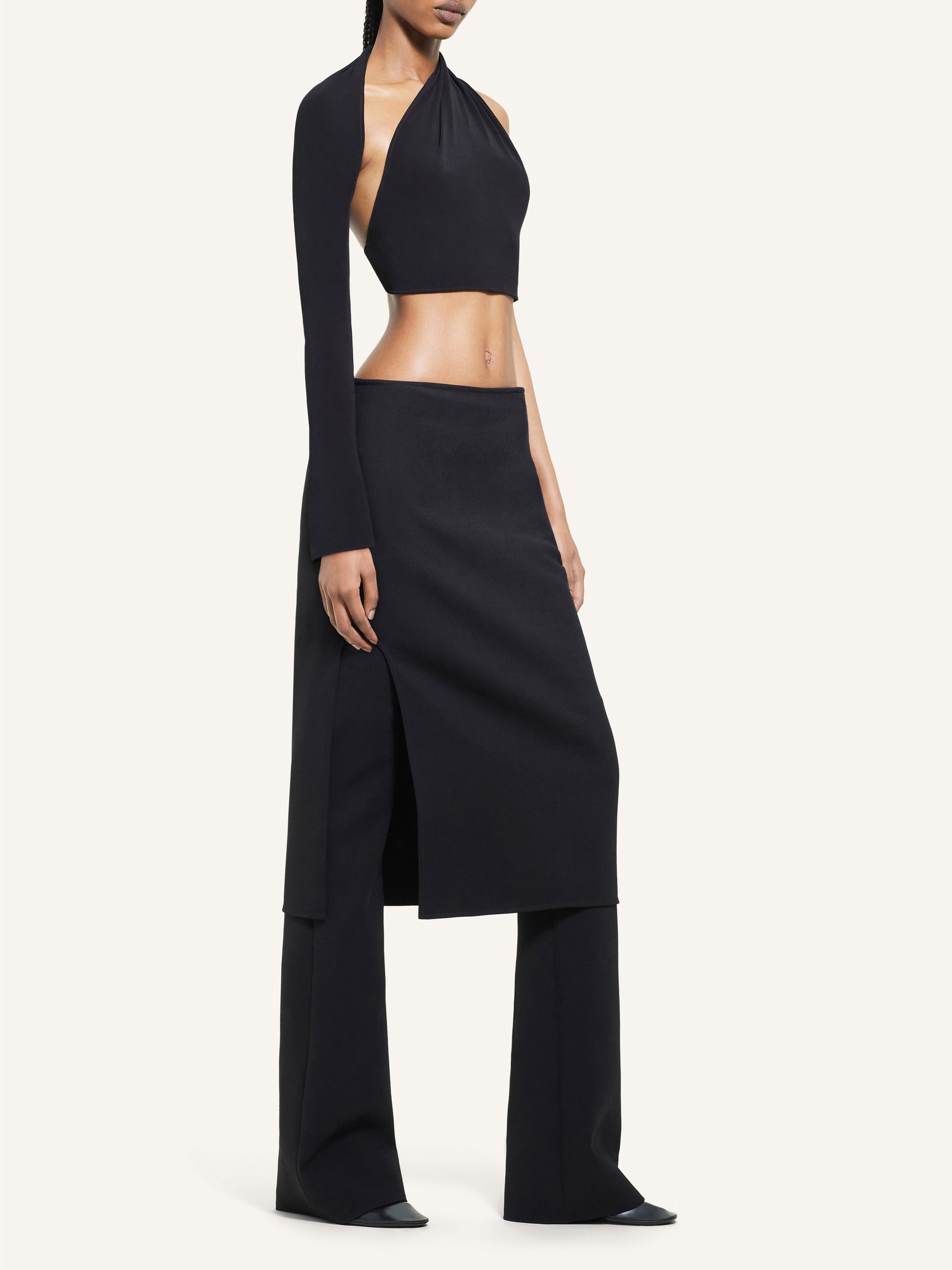 Oblique tailored wool midi Skirt - Black