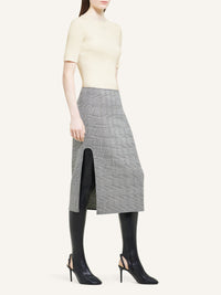 Oblique prince of wales midi Skirt - Black & Natural