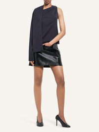 Oblique vinyl mini Skirt - Black