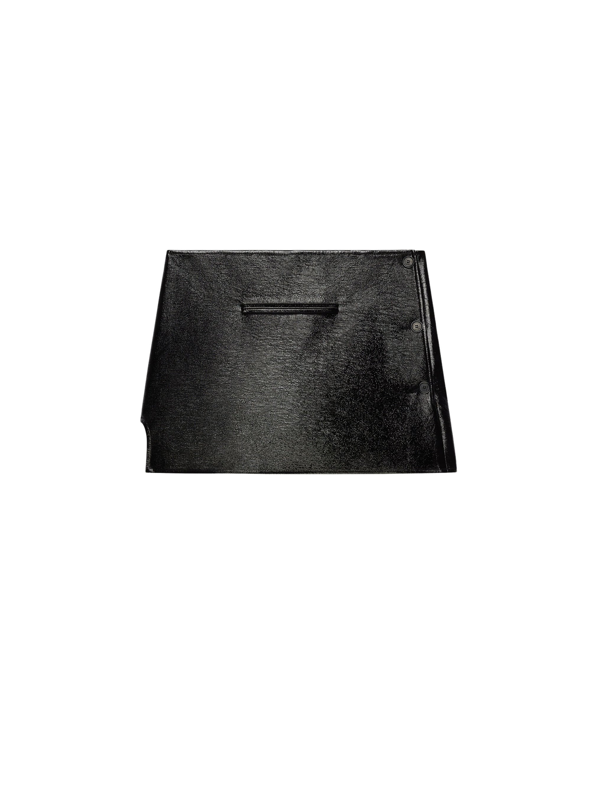 Oblique vinyl mini Skirt - Black