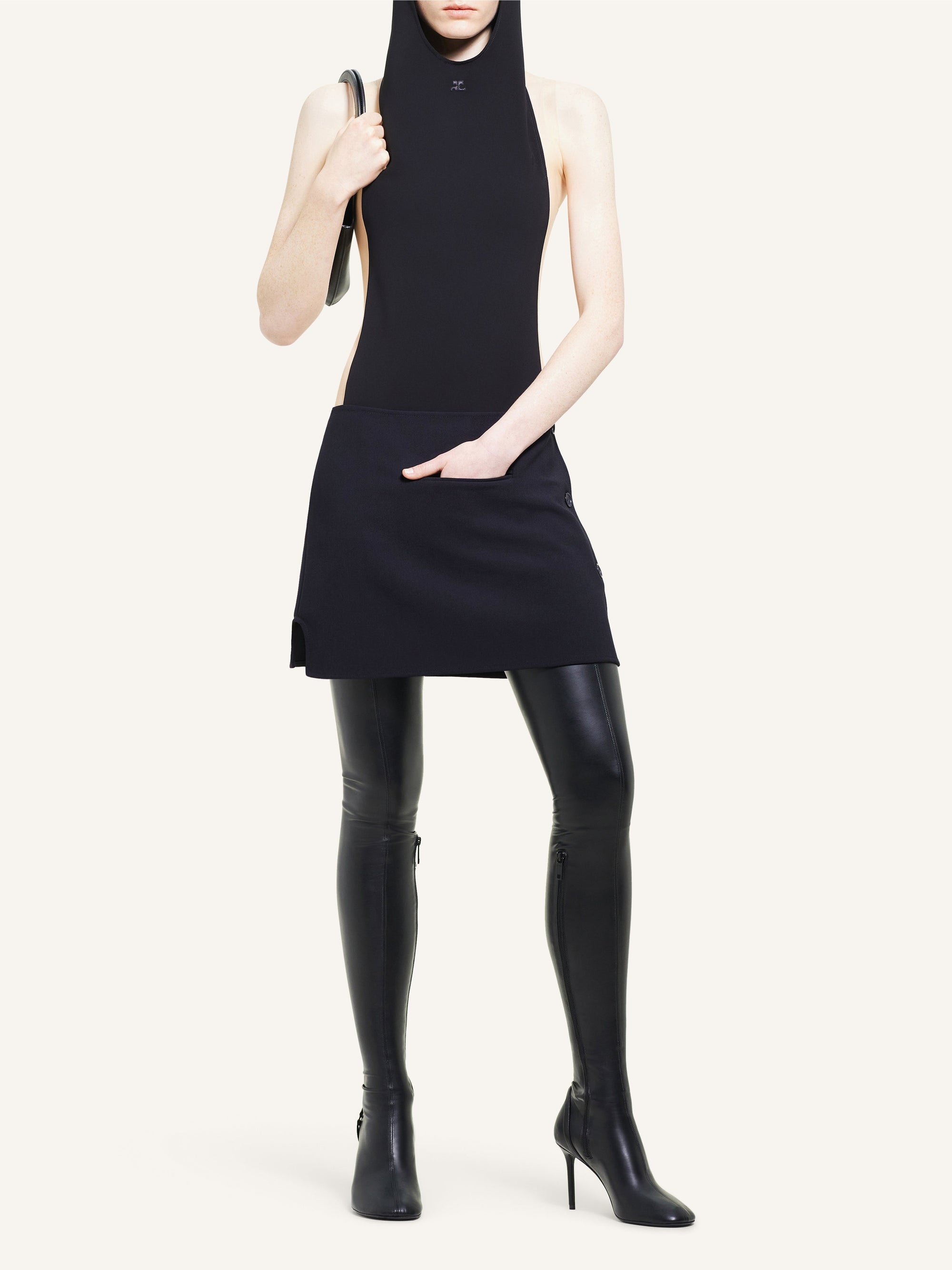 Oblique tailored wool mini Skirt - Black