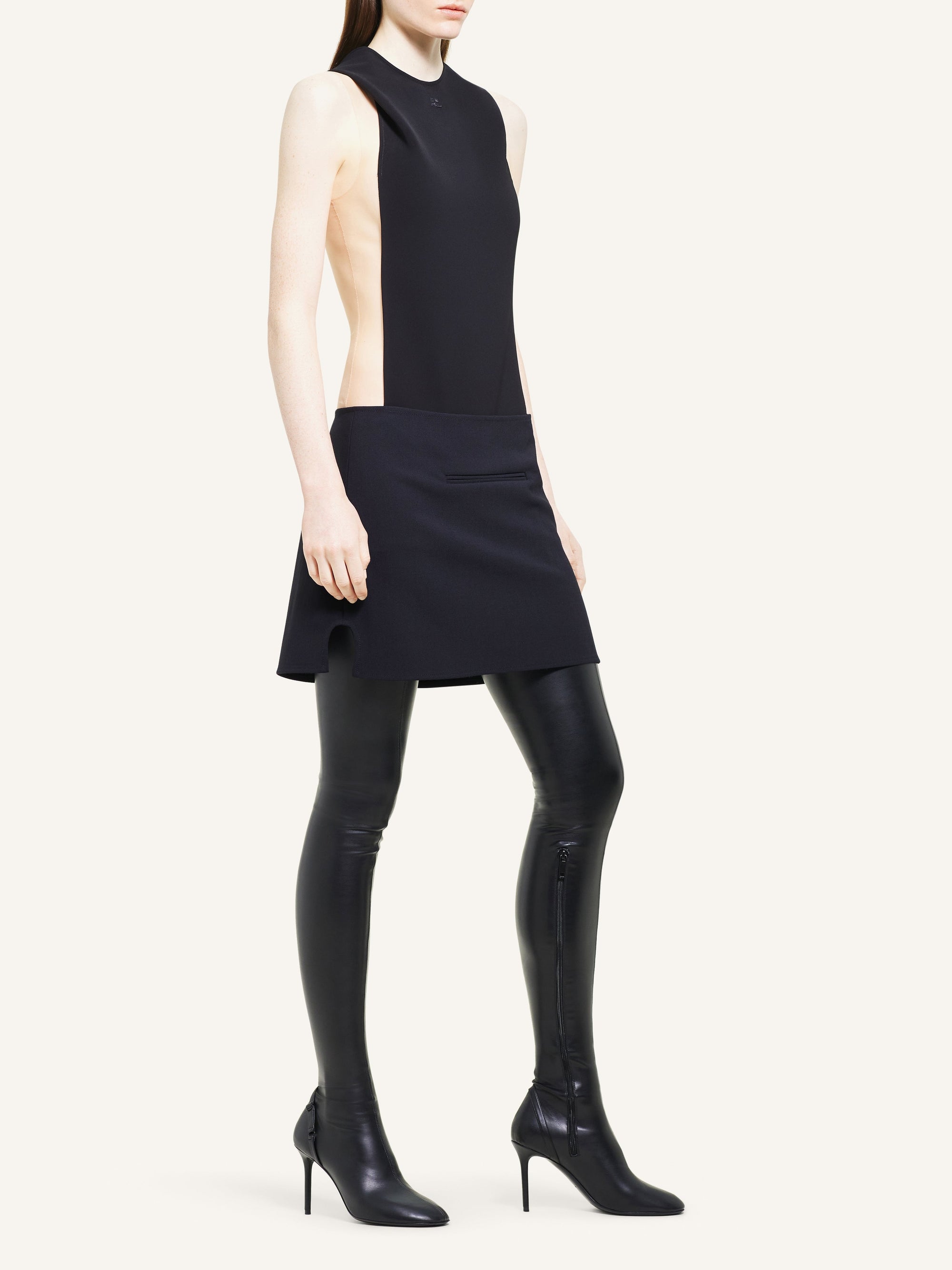 Oblique tailored wool mini Skirt - Black