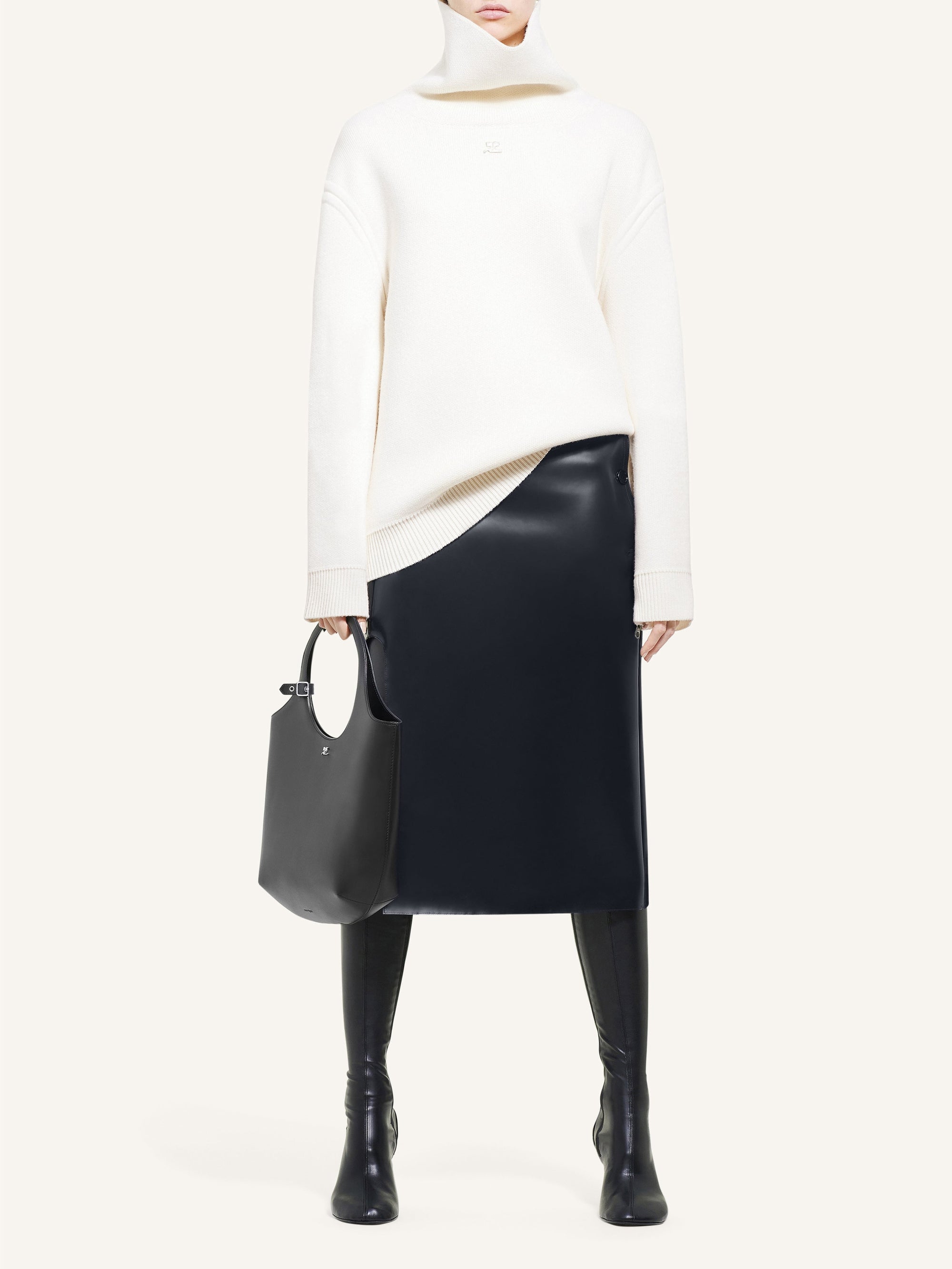 Oblique translucent Skirt - Black