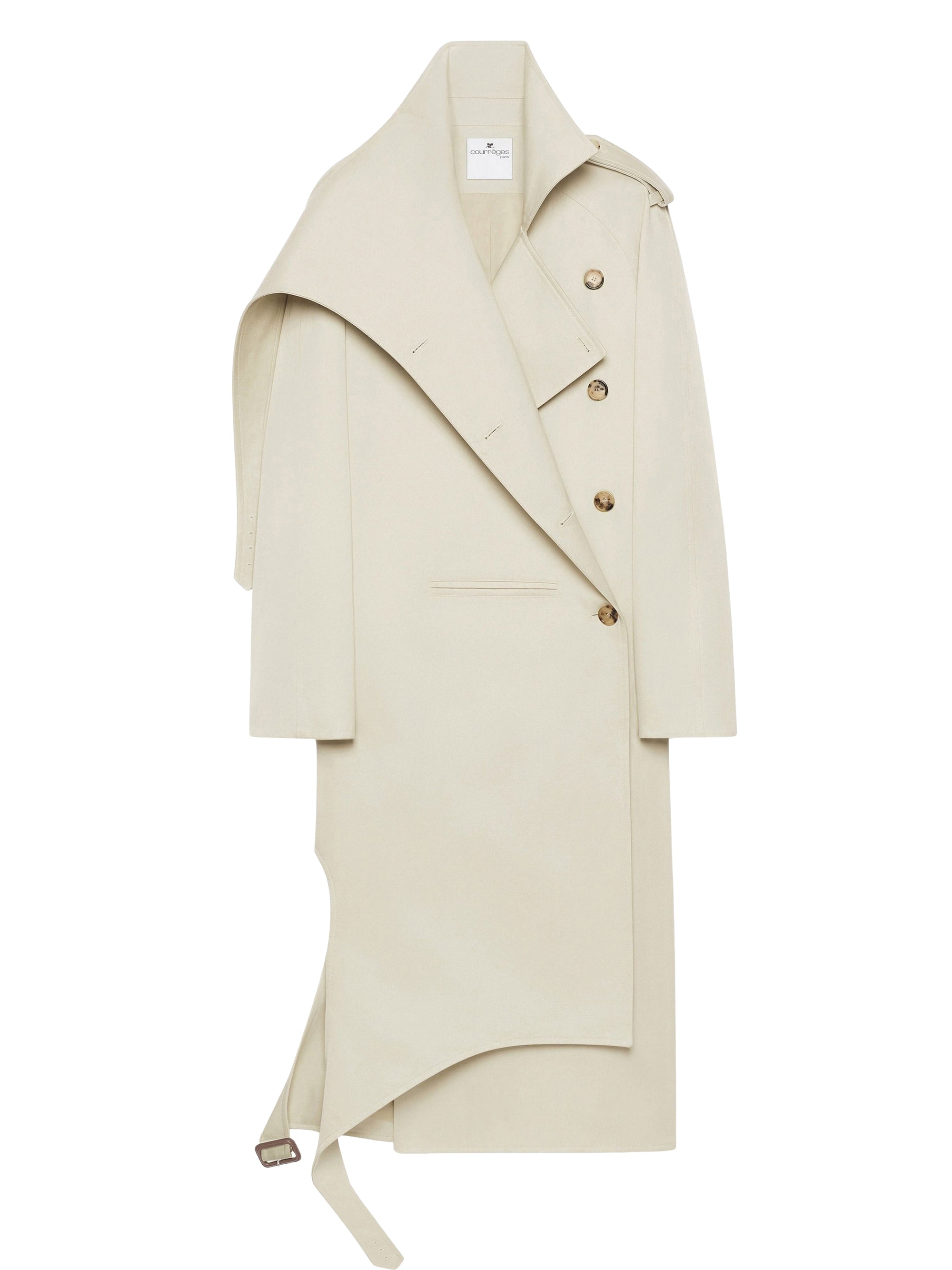 Long oblique trench Coat - Hemp