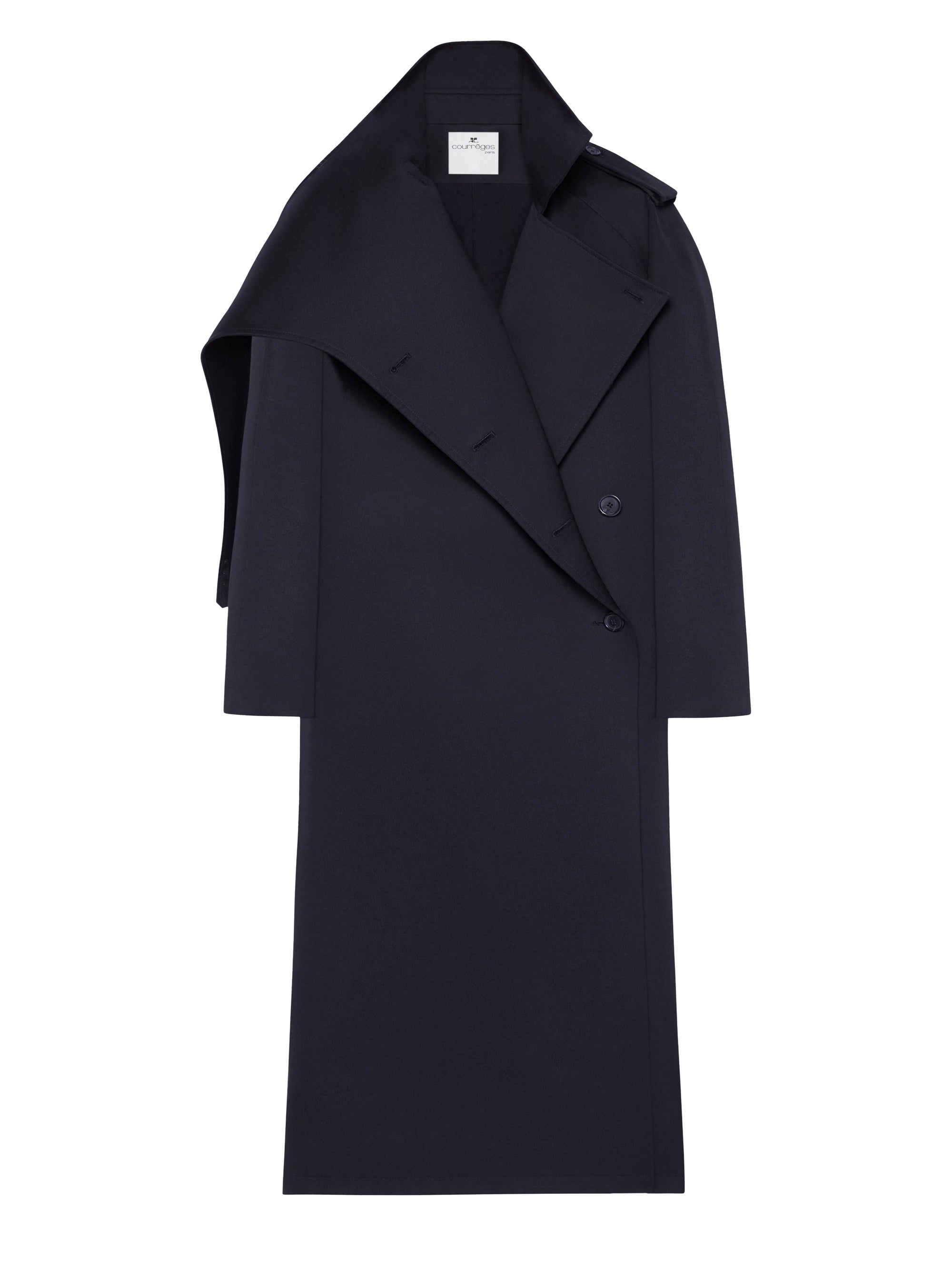 Long oblique trench Coat - Black