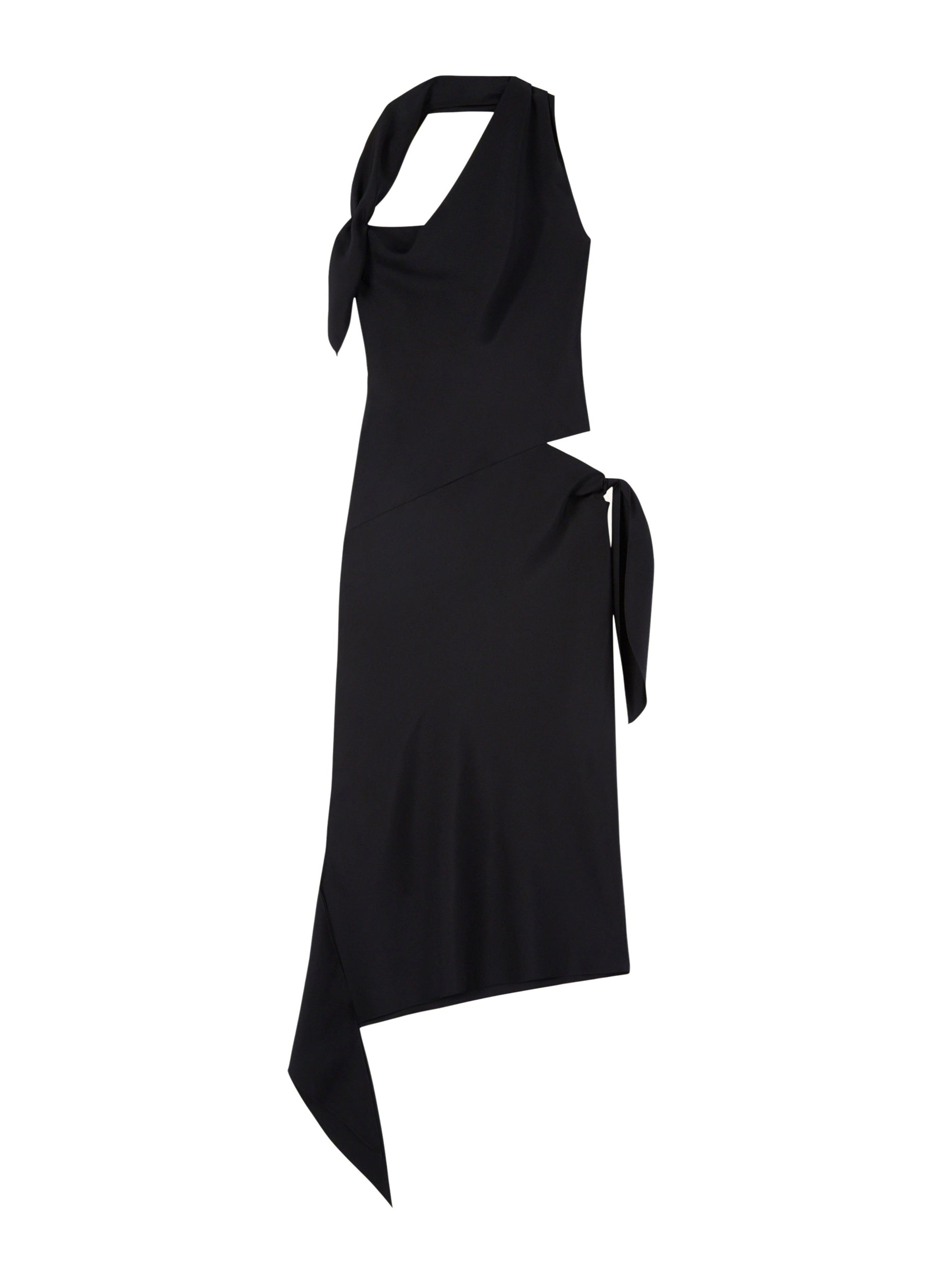 Silk Slash Bow Dress - Black