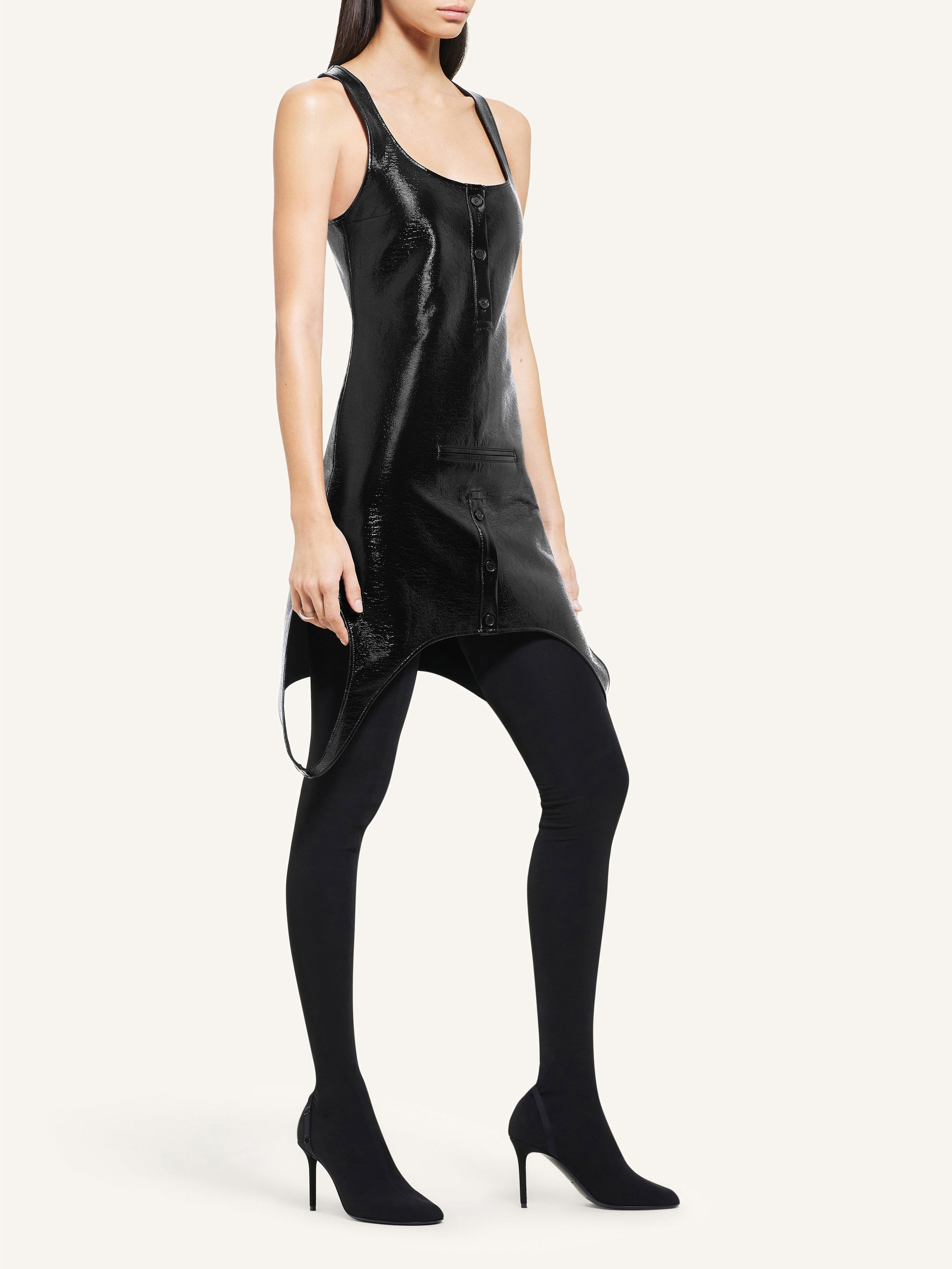 Reversed mini vinyl Dress - Black