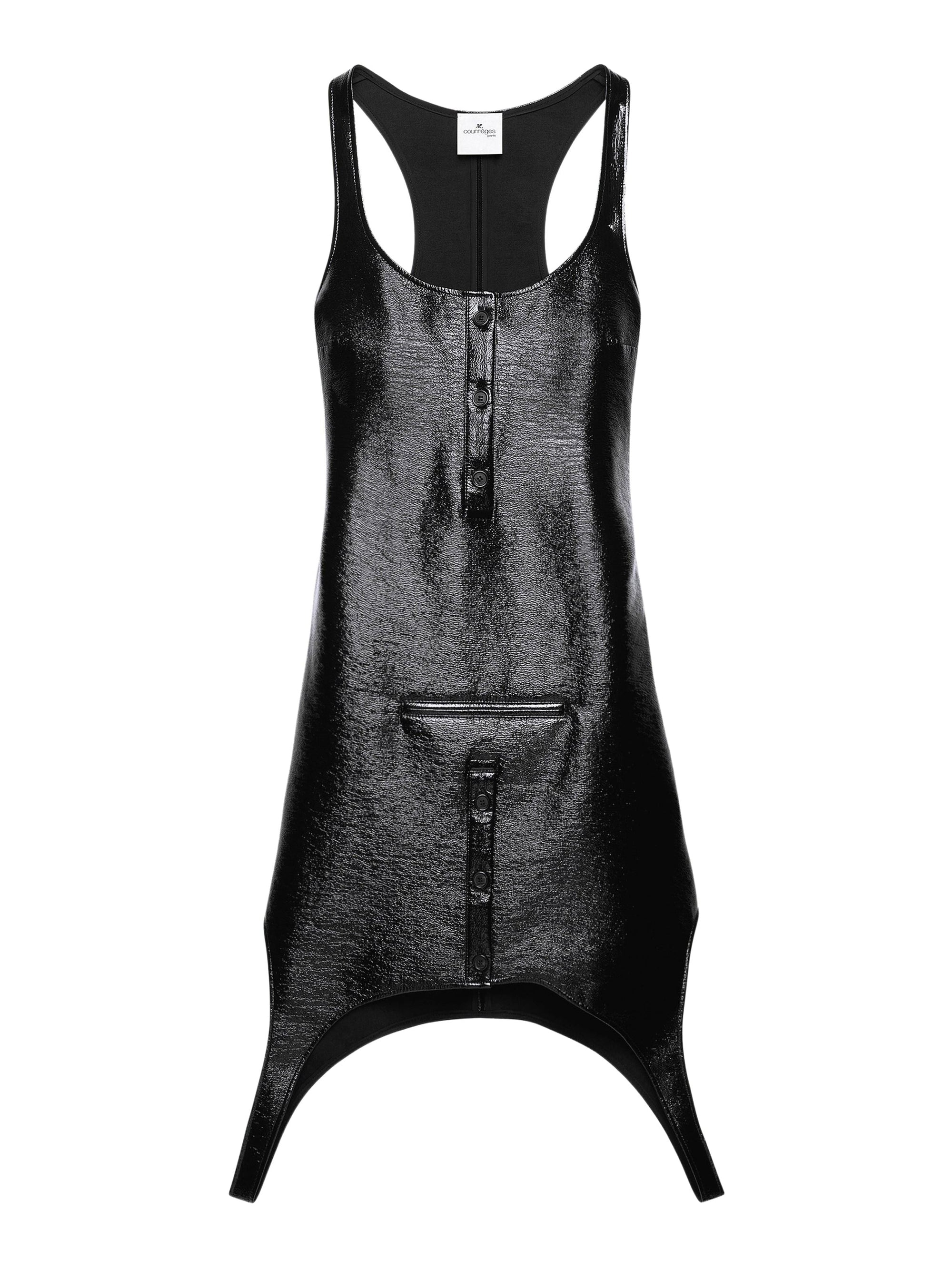 Reversed mini vinyl Dress - Black