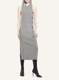 Mini oblique houndstooth space wool Dress - Black & Natural