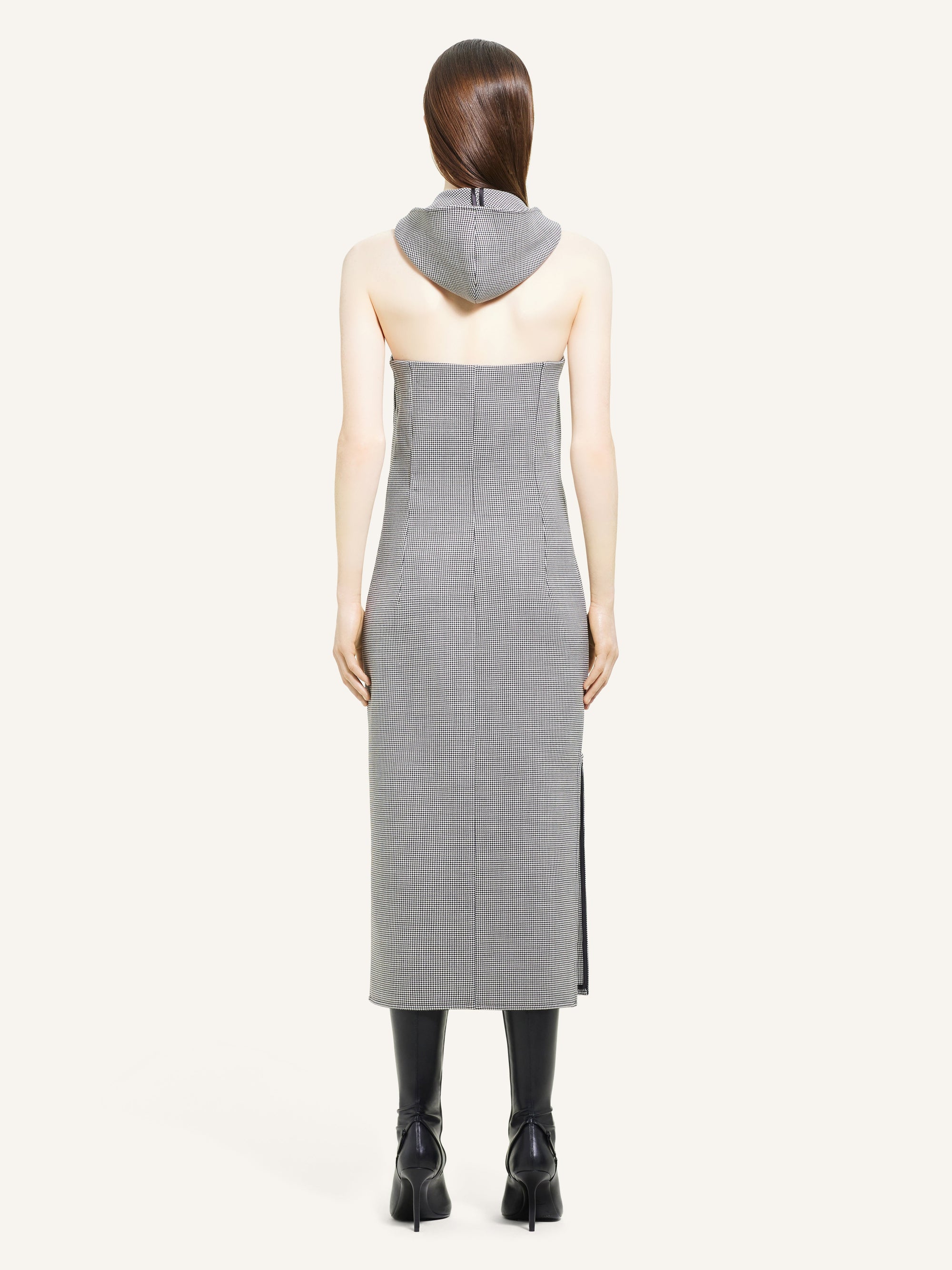 Mini oblique houndstooth space wool Dress - Black & Natural