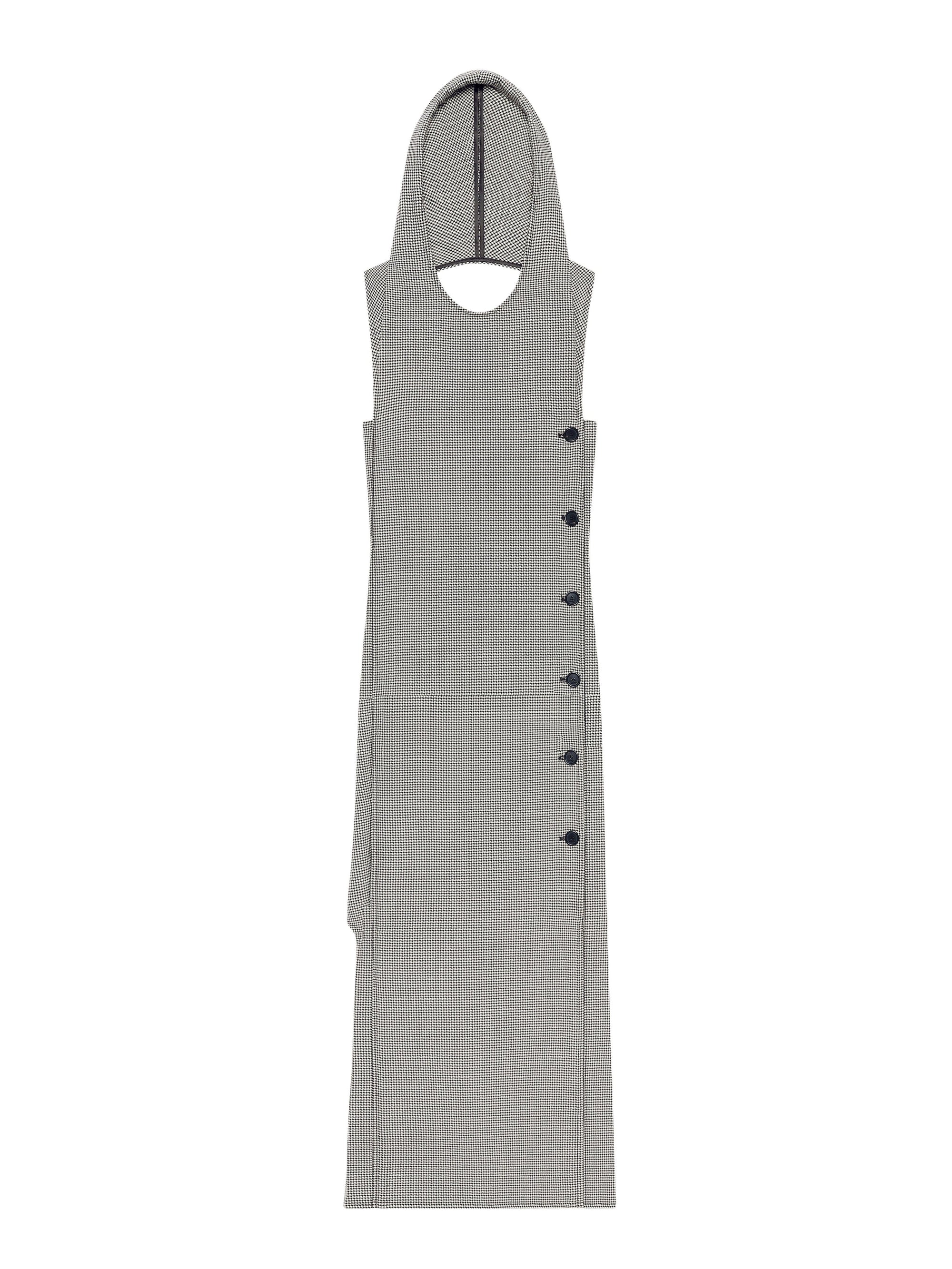 Mini oblique houndstooth space wool Dress - Black & Natural