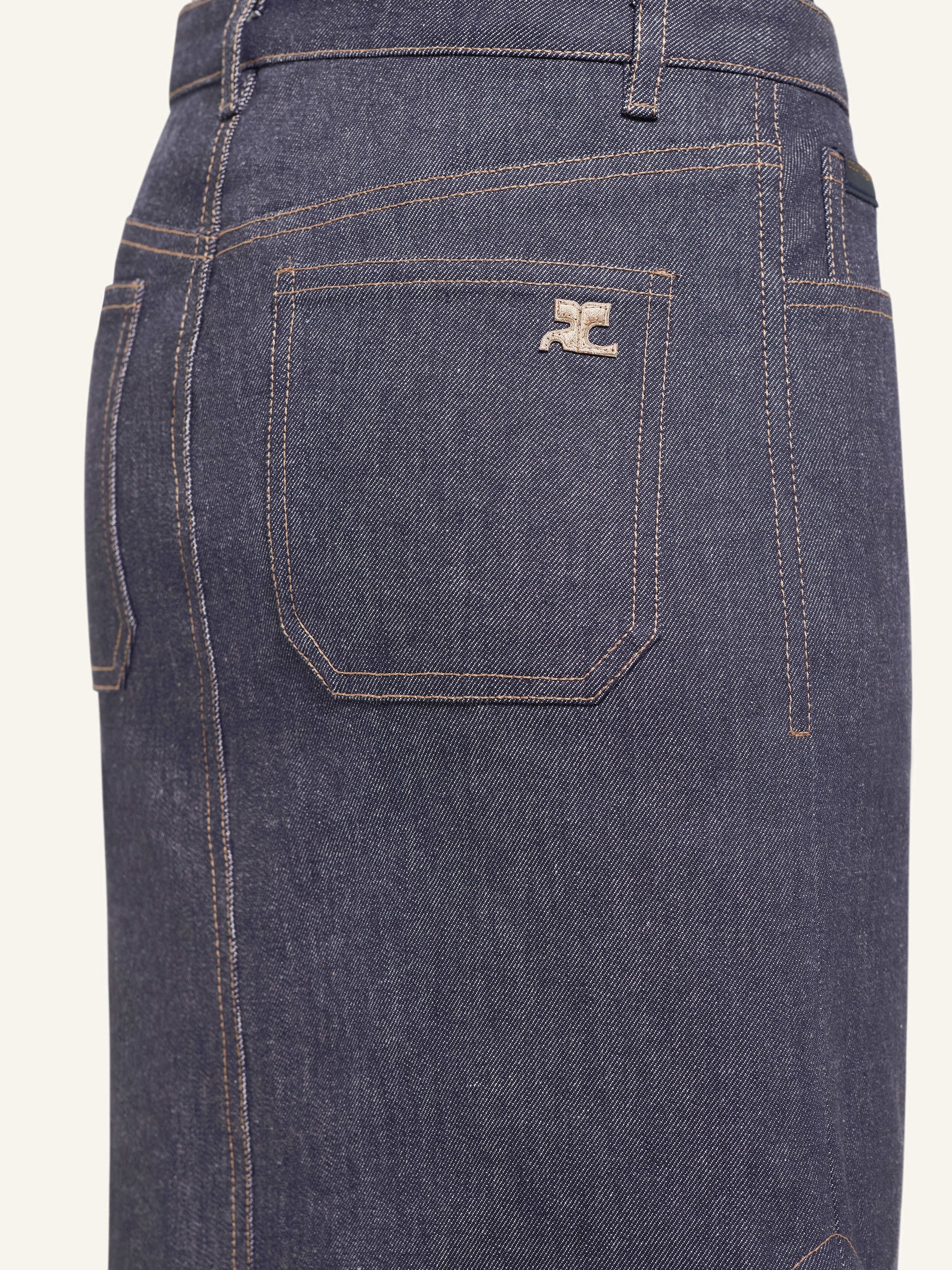 Long reversed denim Skirt - Dark Heather Grey