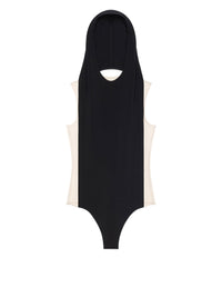 Illusion hooded Bodysuit - Sand & Black