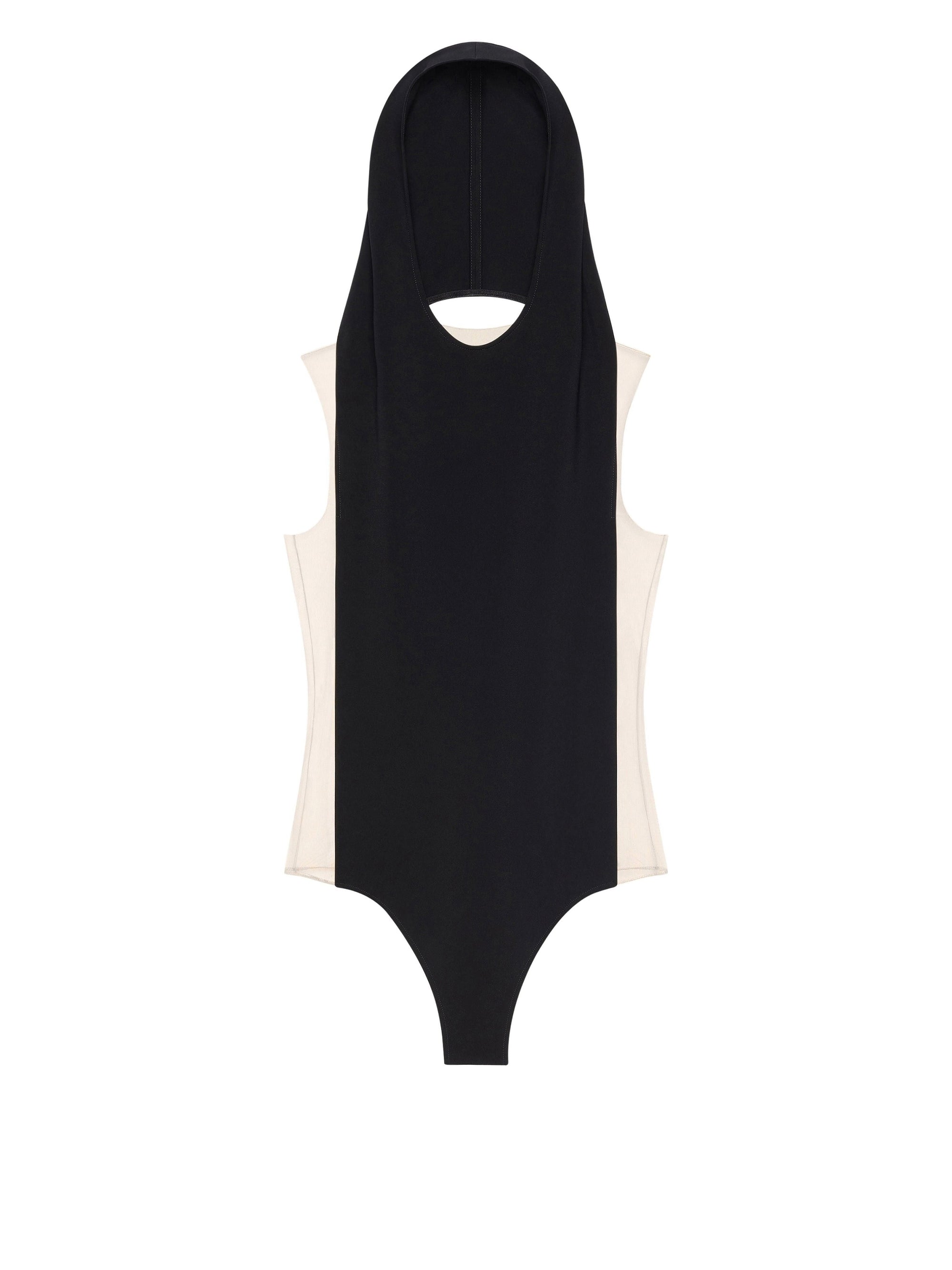 Illusion hooded Bodysuit - Sand & Black