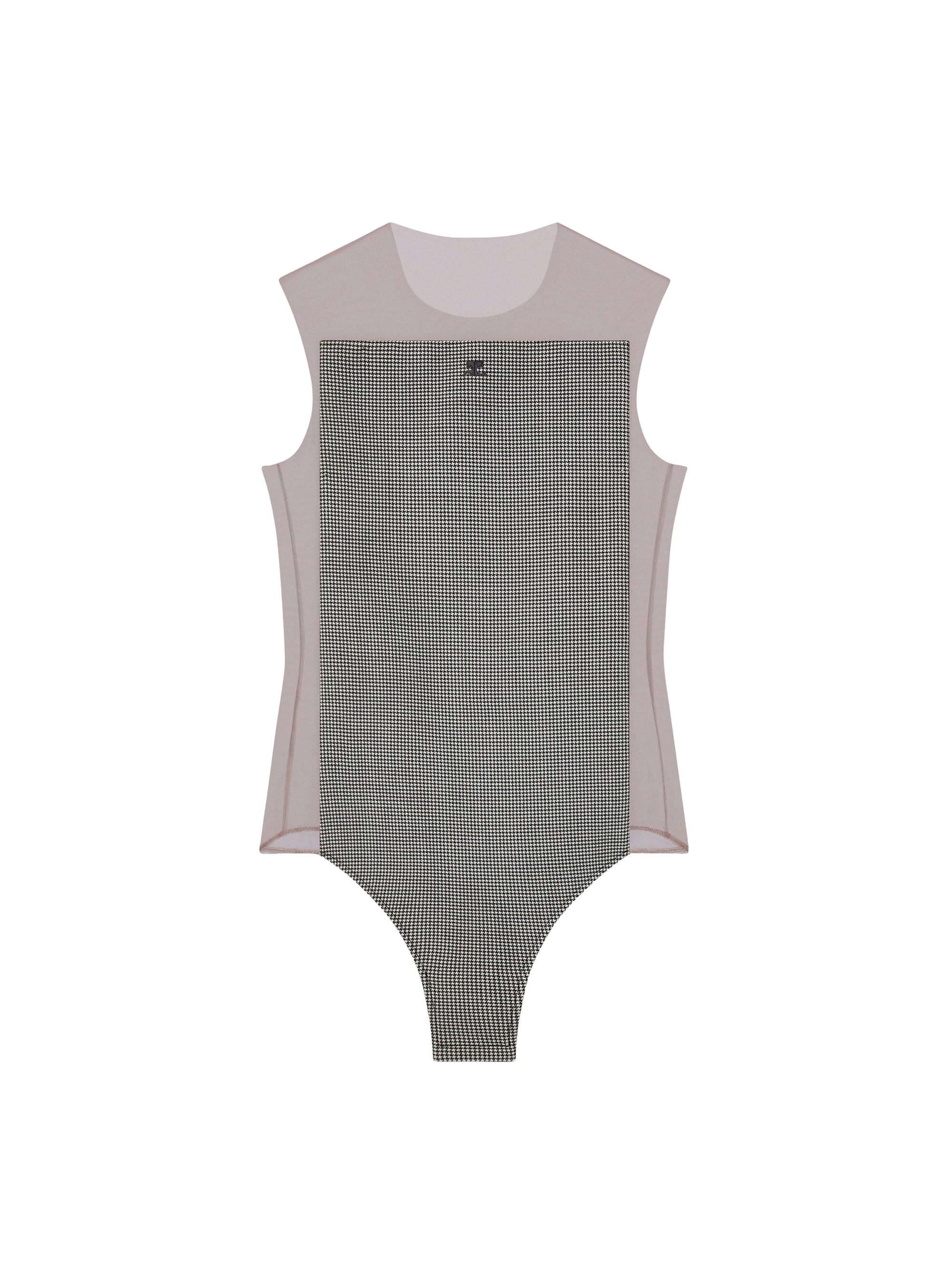 Illusion houndstooth Bodysuit - Chocolate & Houndstooth
