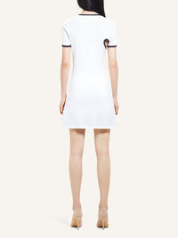 Mini slash contrast Dress - White & Black