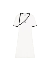 Mini slash contrast Dress - White & Black