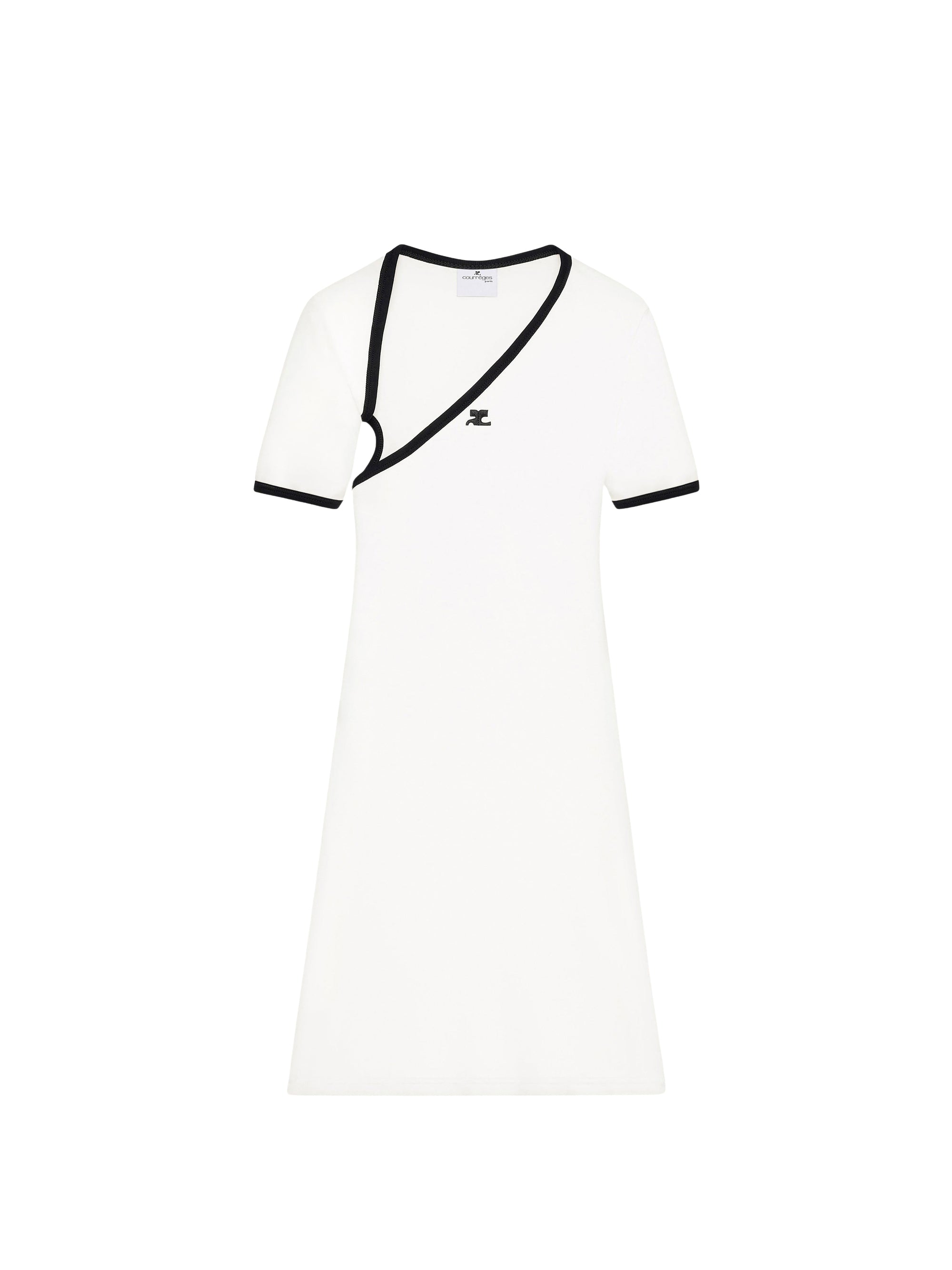 Mini slash contrast Dress - White