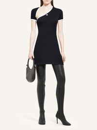 Mini slash contrast Dress - Black & White