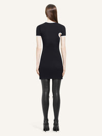Mini slash contrast Dress - Black & White