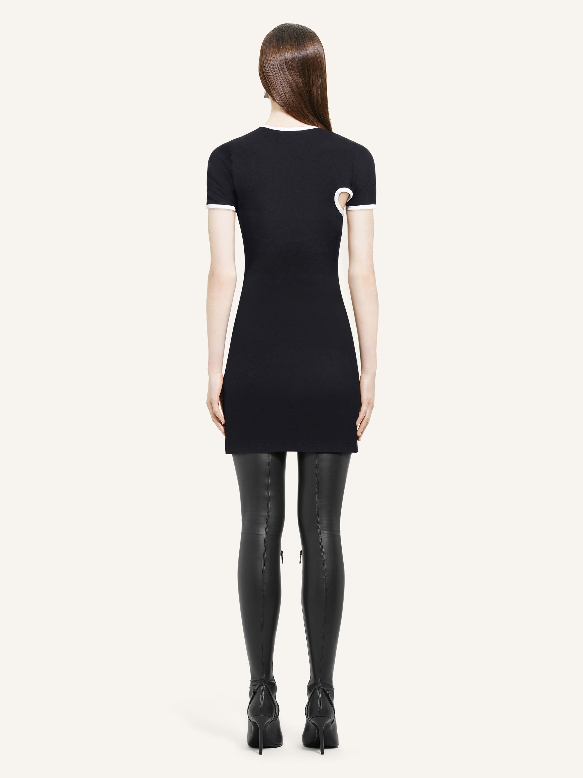 Mini slash contrast Dress - Black & White