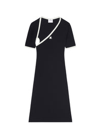 Mini slash contrast Dress - Black & White