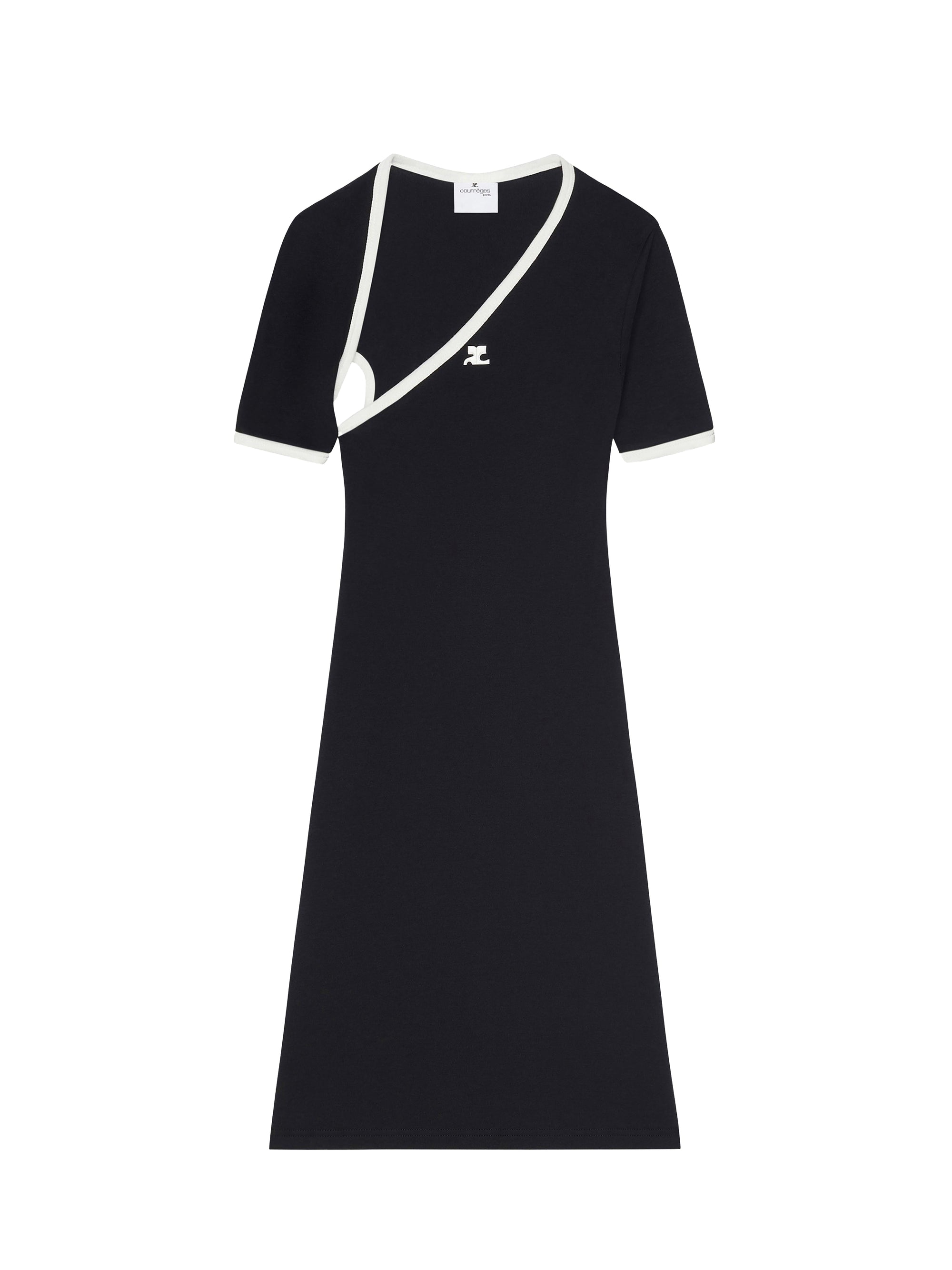 Mini slash contrast Dress - Black & White