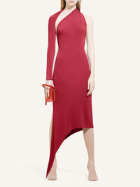 Long slash crepe Dress - Grenat