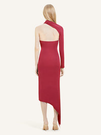 Long slash crepe Dress - Grenat
