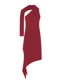 Long slash crepe Dress - Grenat