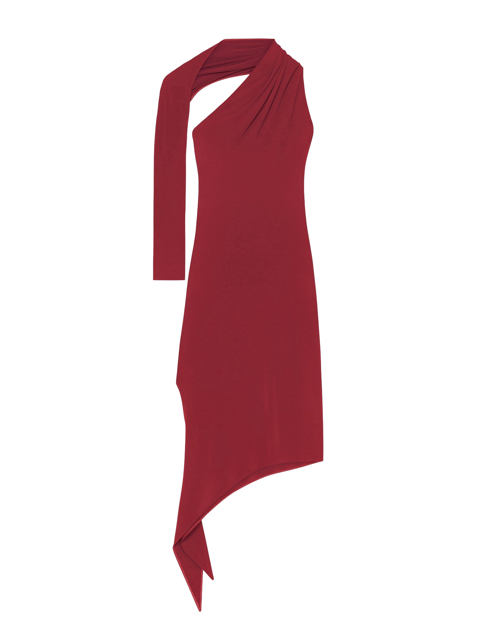 Long slash crepe Dress - Grenat