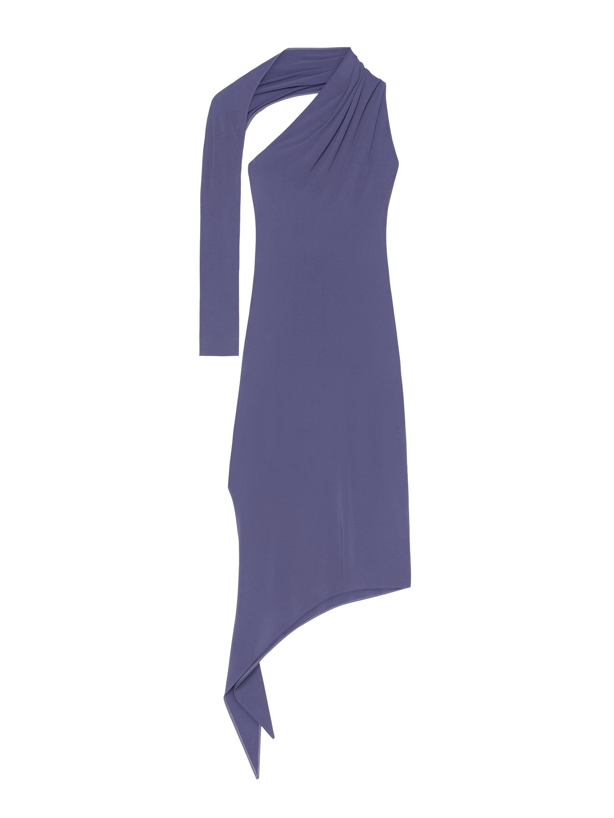Long slash crepe Dress - Denim