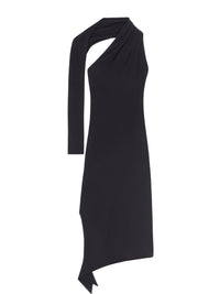 Long slash crepe Dress - Black