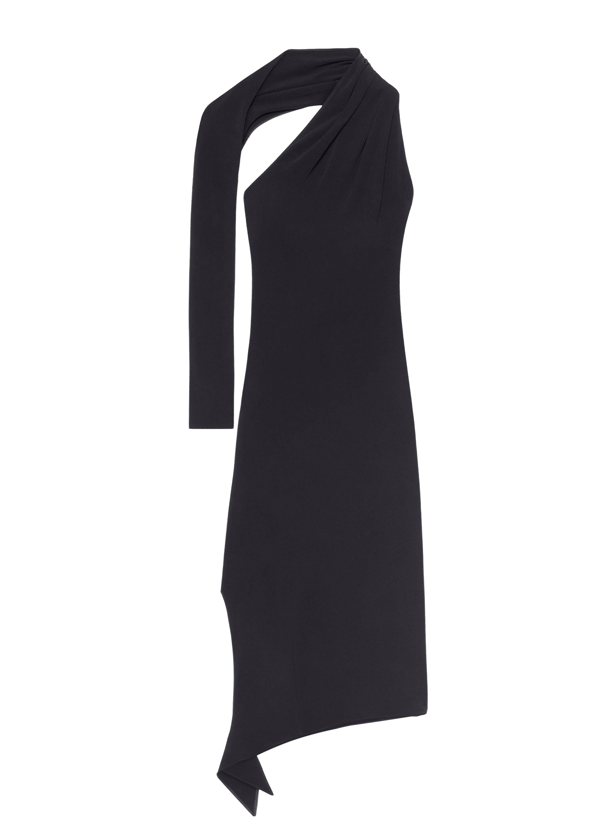 Long slash crepe Dress - Black