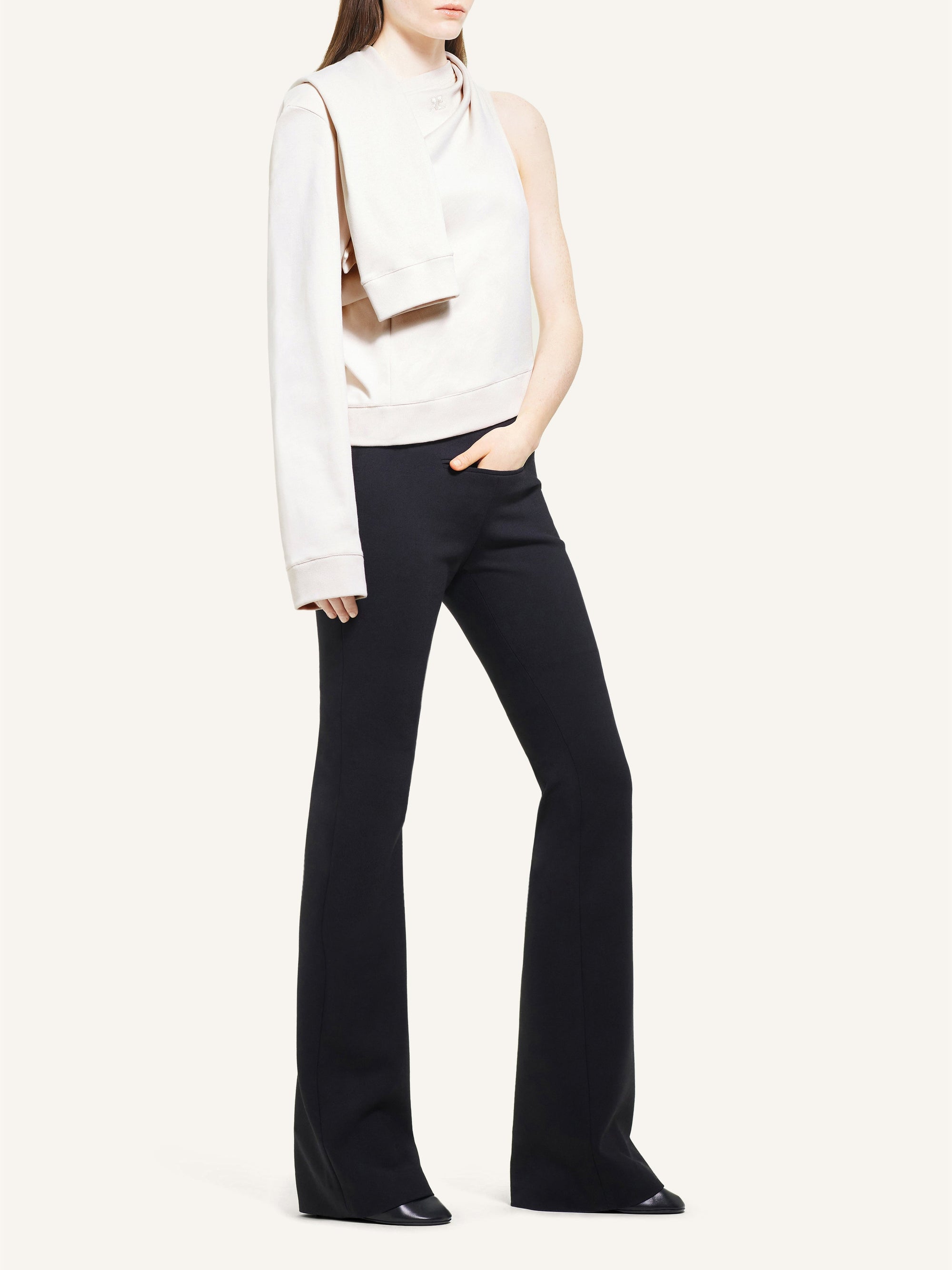 Asymmetric off shoulder Sweater - Oatmeal