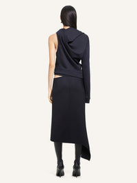 Asymmetric off shoulder Sweater - Black