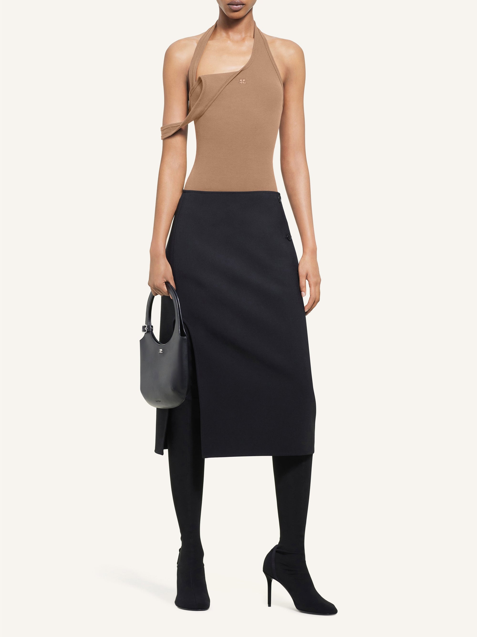 Asymetric rib 90's tank Top - Dune