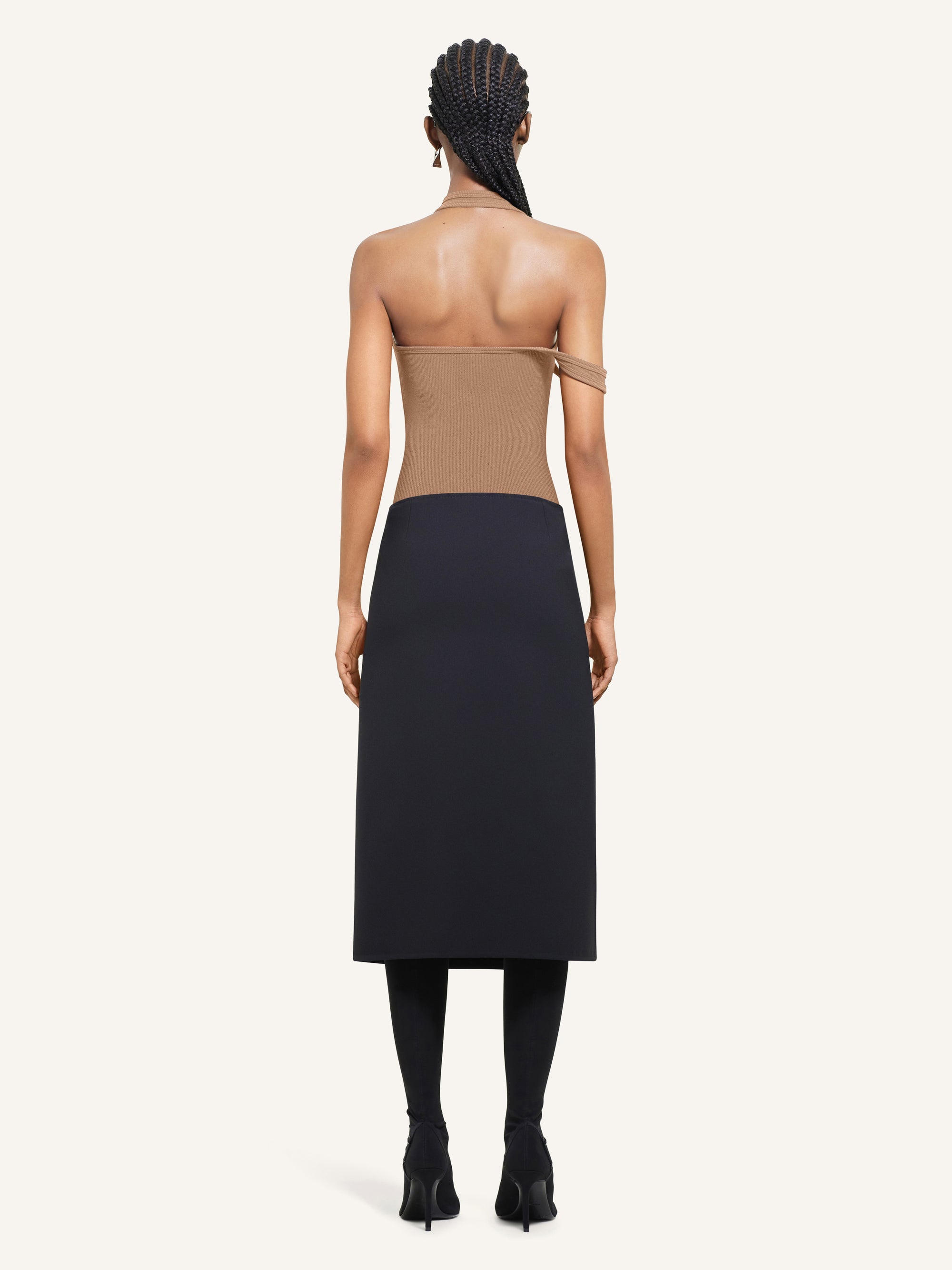 Asymetric rib 90's tank Top - Dune