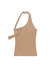 Asymetric rib 90's tank Top - Dune
